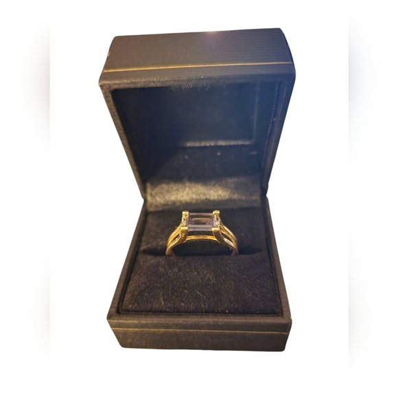14K Yellow Gold Purple Stone Baguette & Diamond Ring Size 9 Vintage